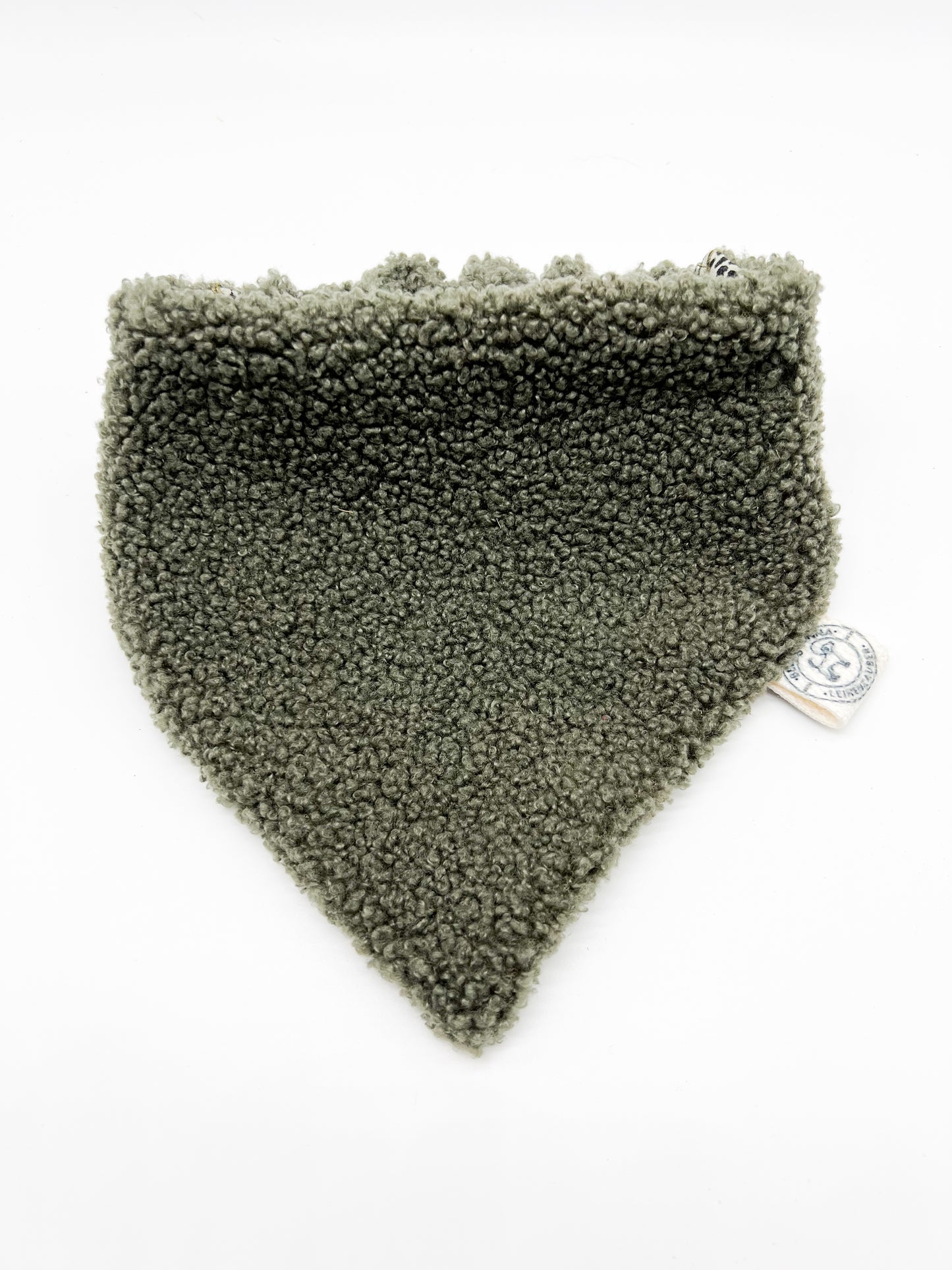 Hundehalstuch aus Teddystoff mit Gummizug - Olive