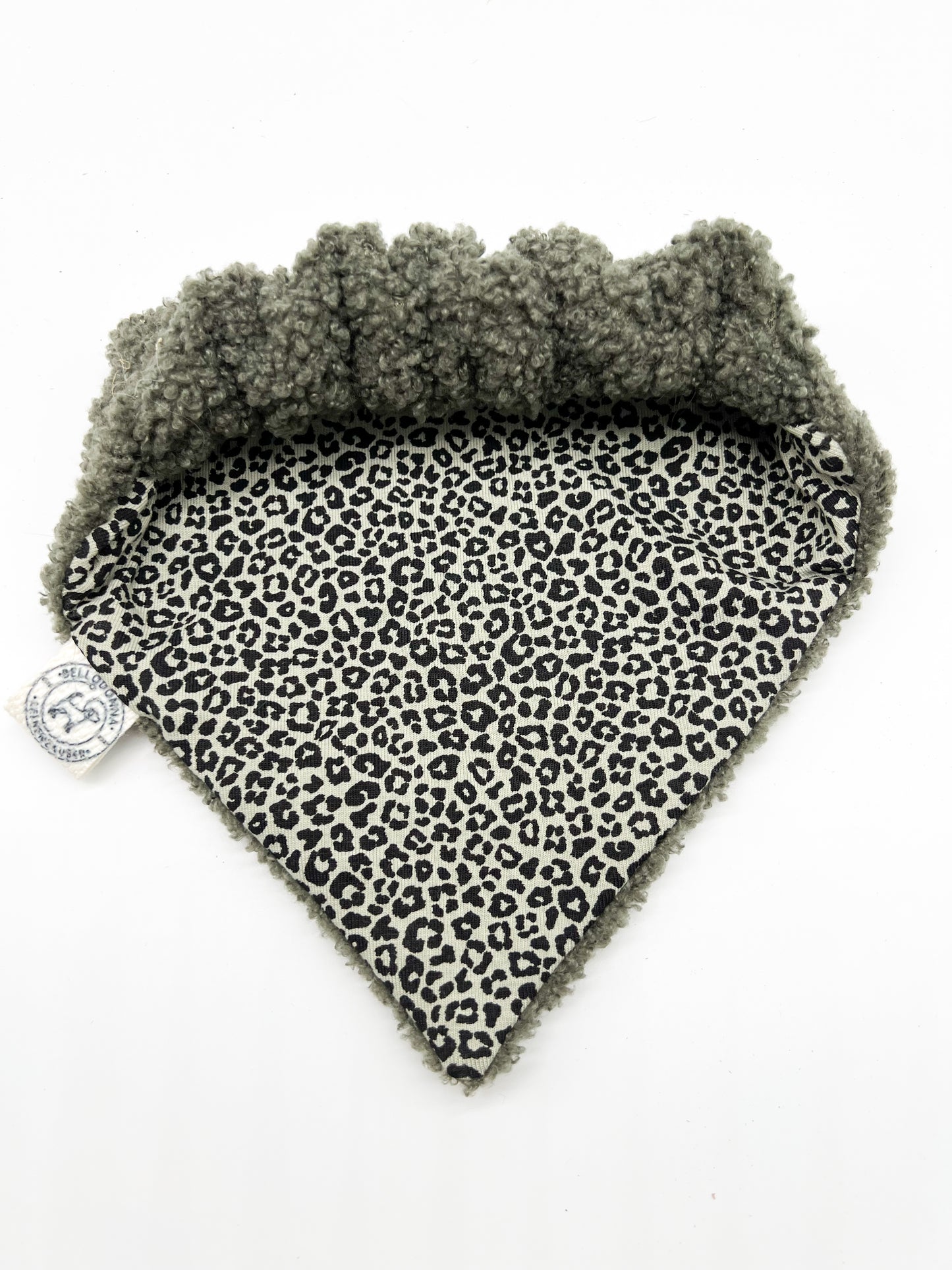 Hundehalstuch aus Teddystoff mit Gummizug - Olive